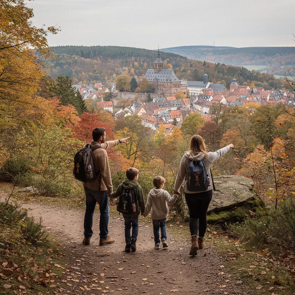 Ein mittelalterlicher Markt mit Ständen, die traditionelle Handwerkskunst und lokale Spezialitäten anbieten.